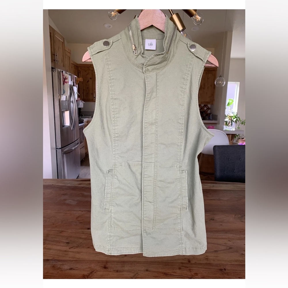 ▶️ Cabi Womens Explorer Military Vest Small 5101 Olive Green Full Zip Utility - Picture 9 of 9